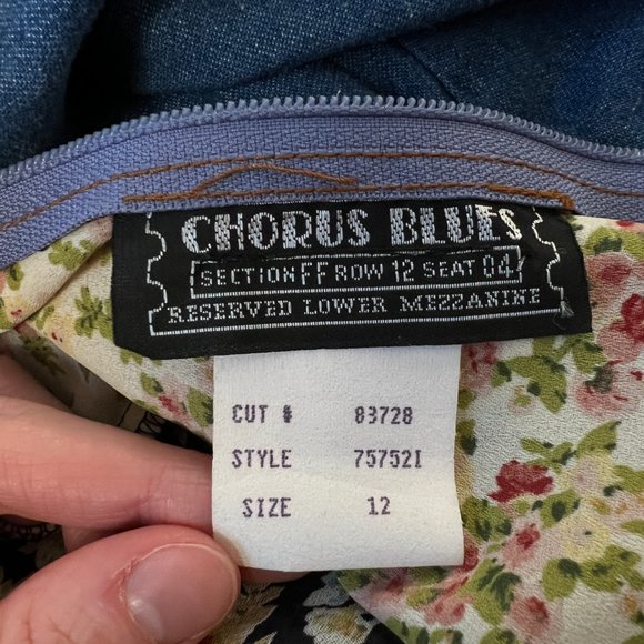 Stunning Vintage Cottagecore Patchwork Quilted Denim Midi Maxi Dress 70s 80s 90s - Picture 8 of 11